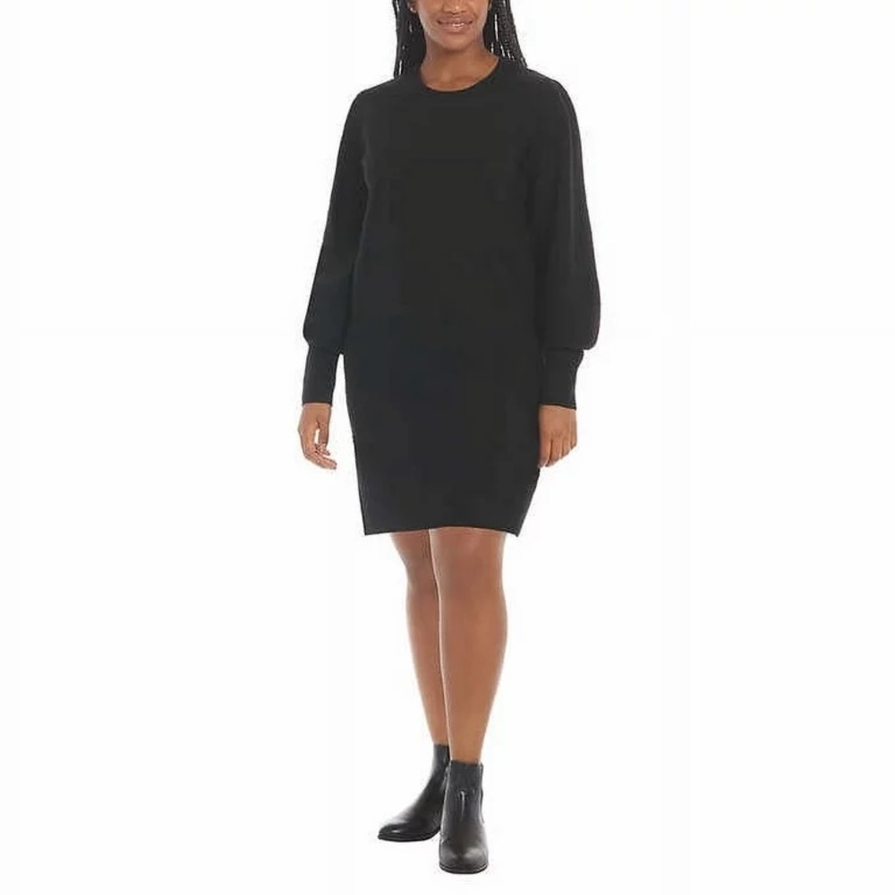 Dalia Black Long Sleeve Sweater Dress